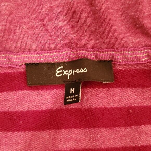 Pink striped extra long Express hooded sweatshirt size M - Picture 2 of 7